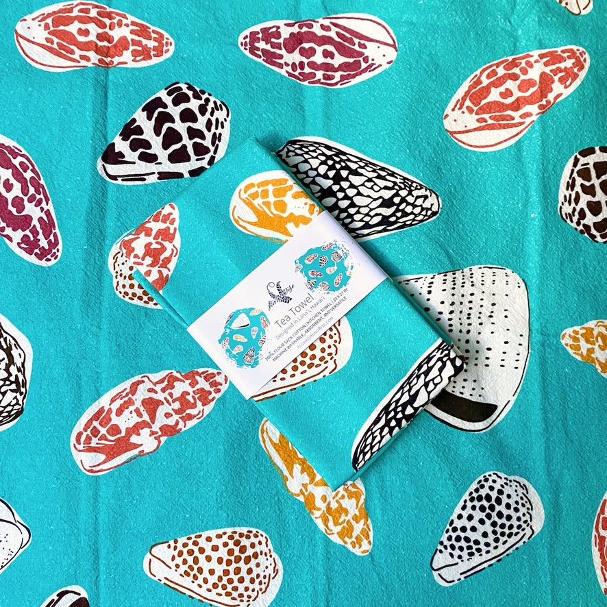 Hinu Rise: Tossed Shells Tea Towel