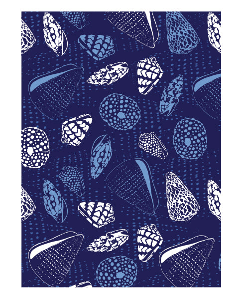 Hinu Rise: Indigo Shells Indigo Tea Towel