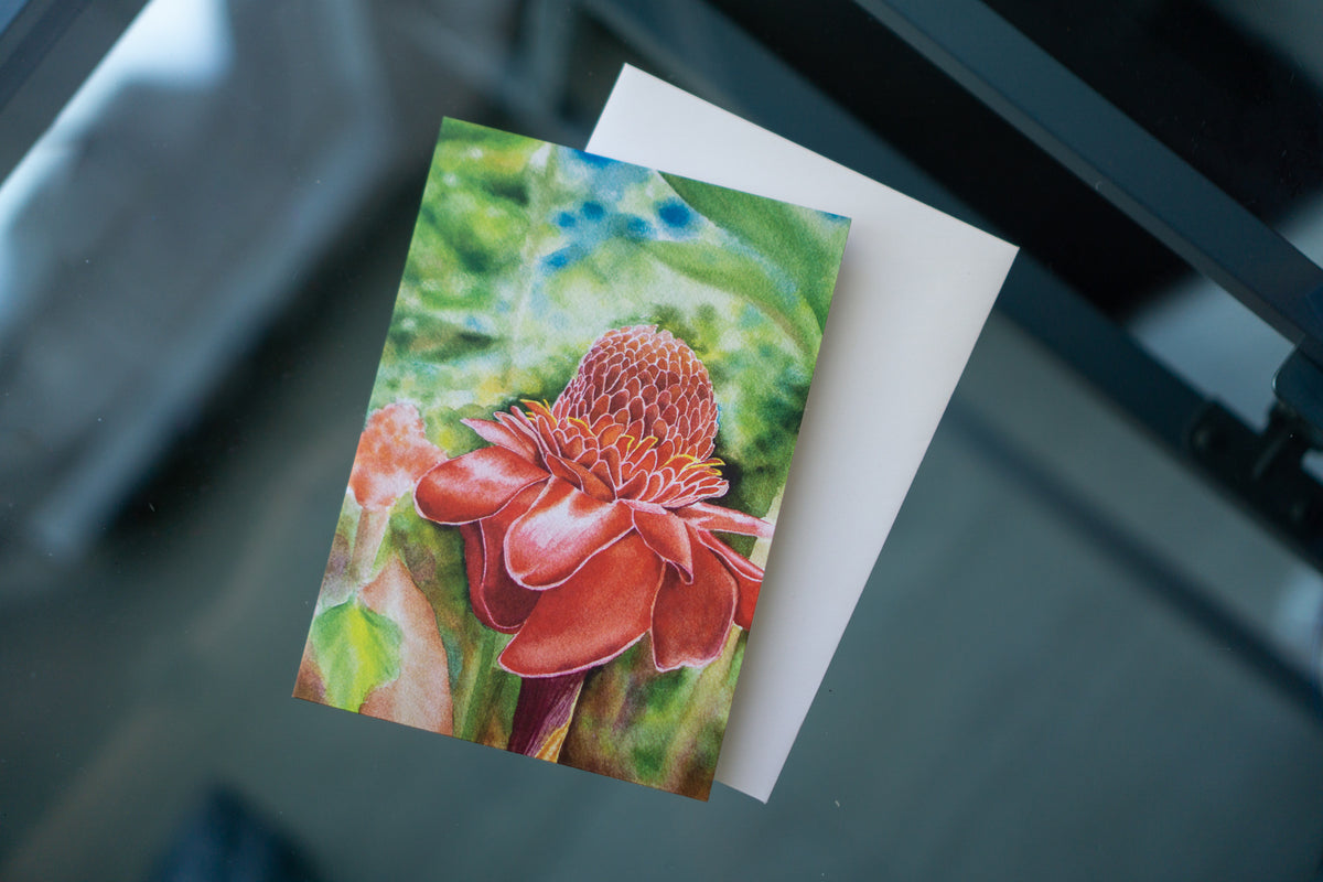 Poshiki: Sensei Torch Ginger Greeting Card (blank inside)