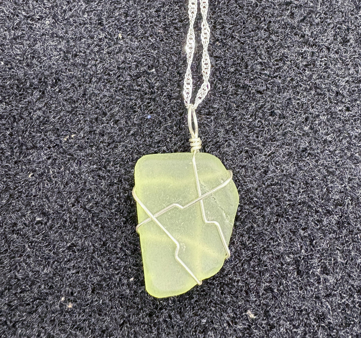 Kristin Belew: Wire wrapped Sea Glass Yellow Green