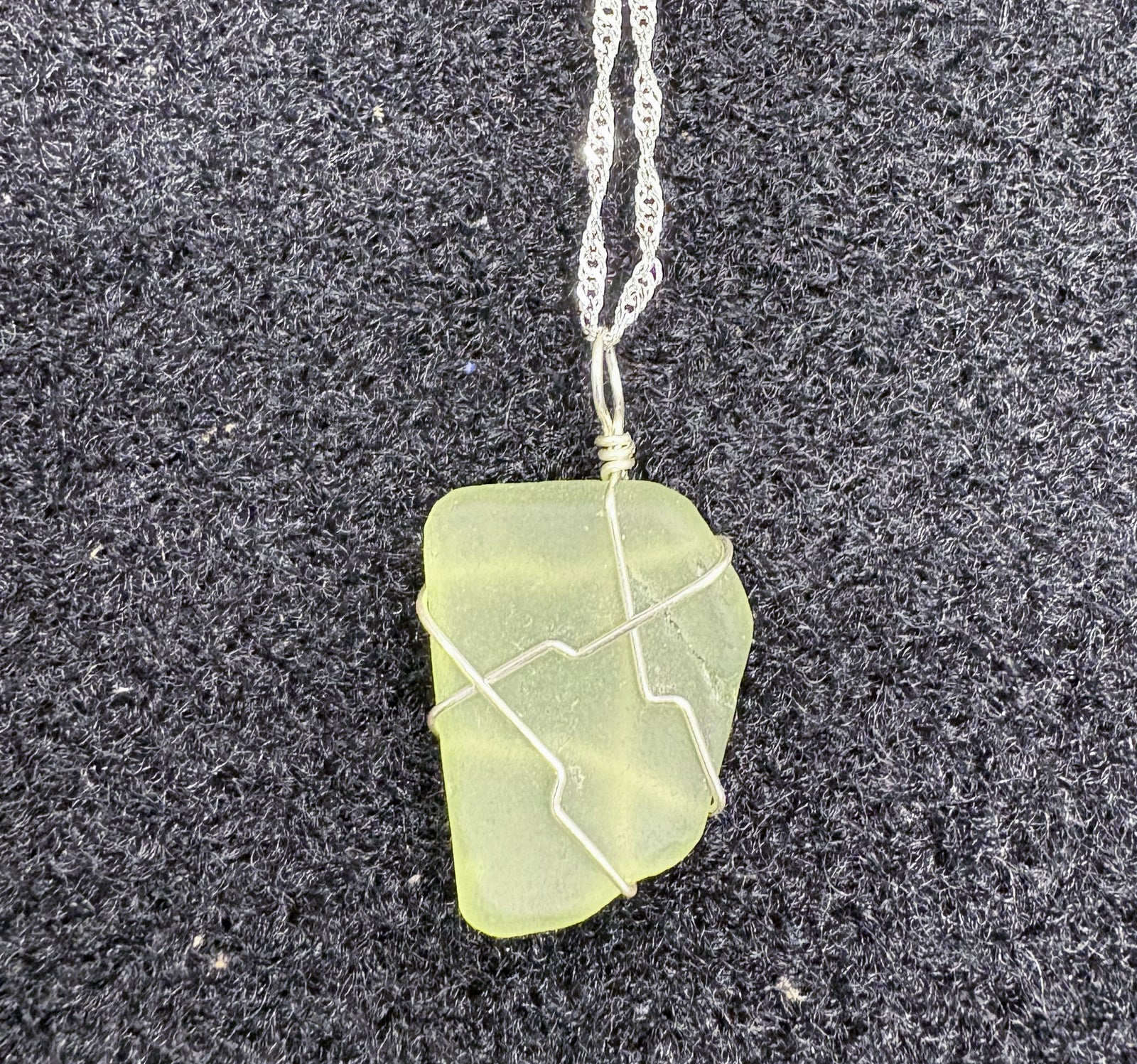 Kristin Belew: Wire wrapped Sea Glass Yellow Green