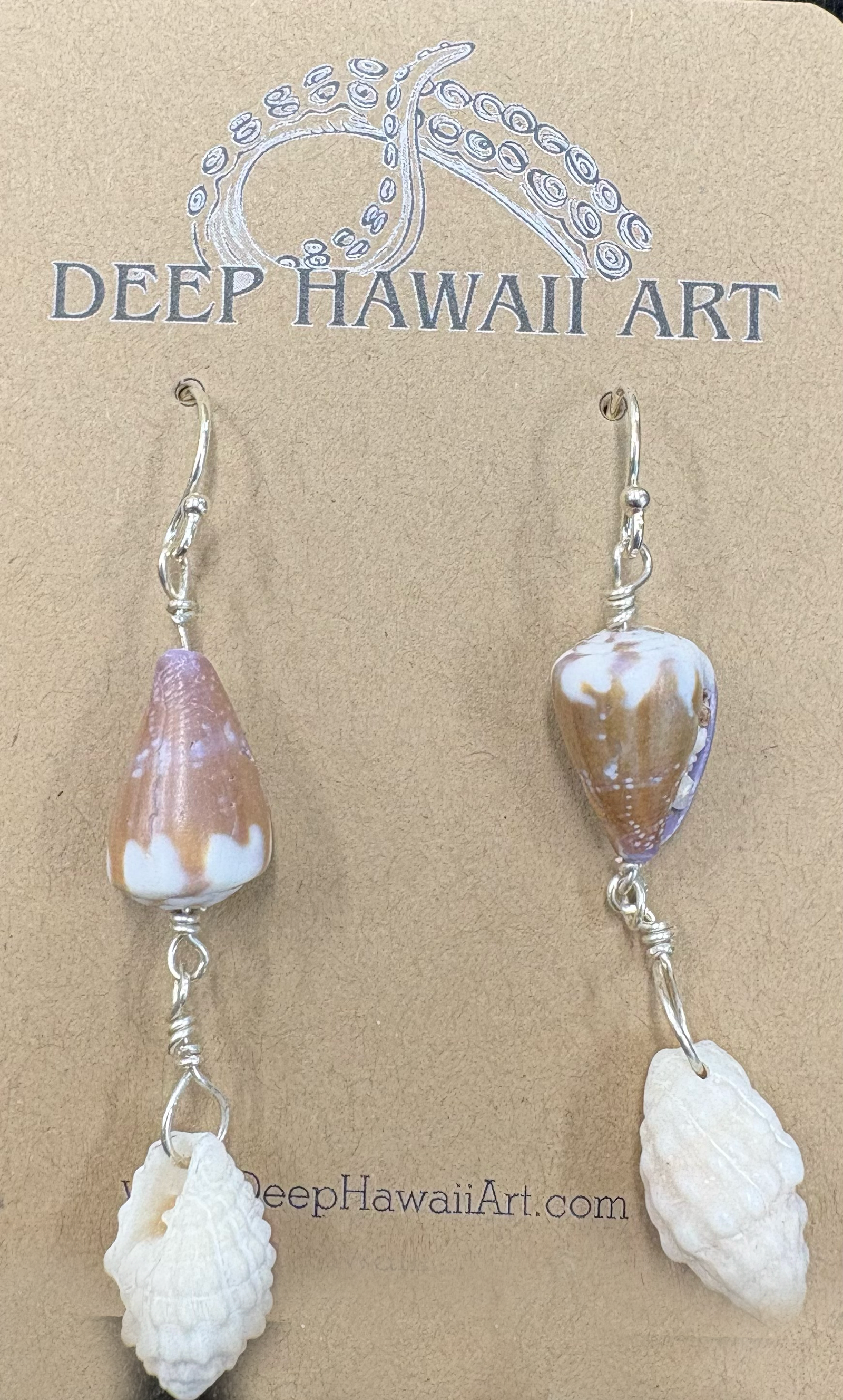 Kristin Belew: Double dangle- Tiny Cone and drupe shell earrings