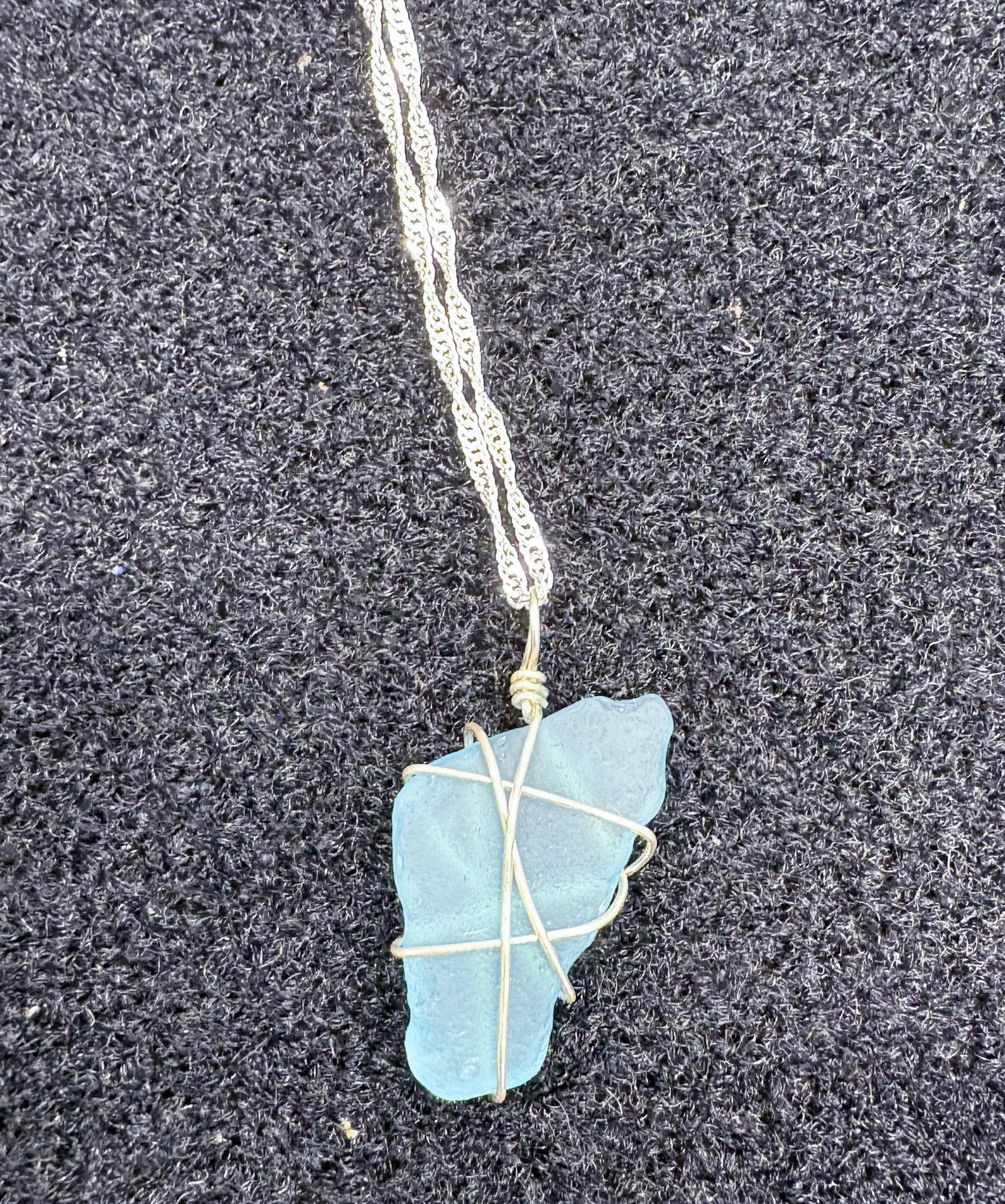Kristin Belew: Wire wrapped Sea Glass Blue 1