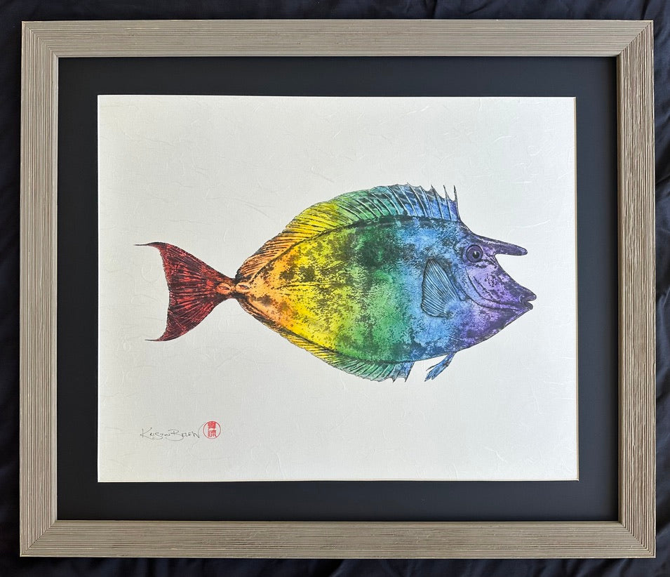 Kristin Belew: Kristine the Kala - Rainbow Unicornfish Gyotaku