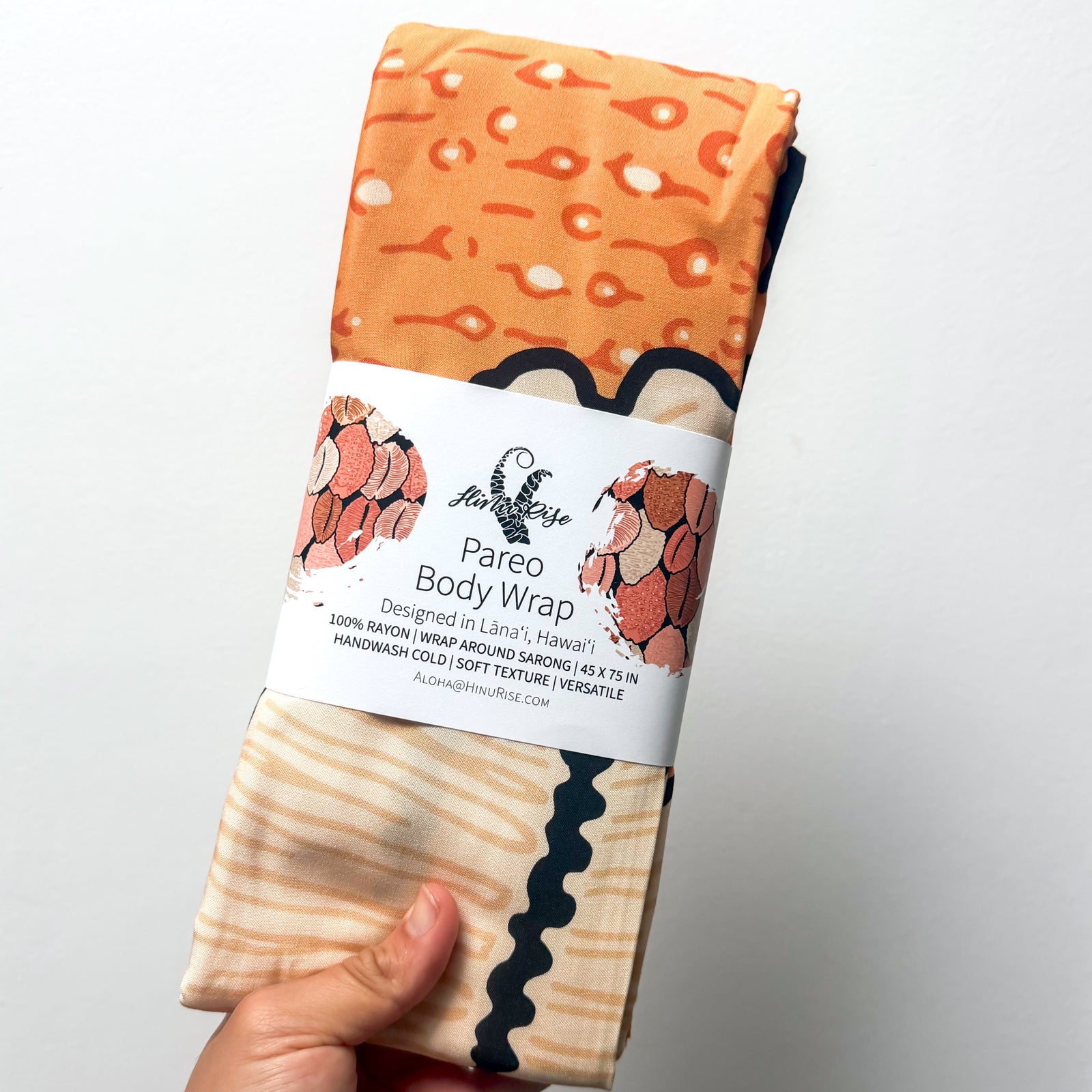 Hinu Rise: Granulated Cowrie, Black Background Pareo (Body Wrap)