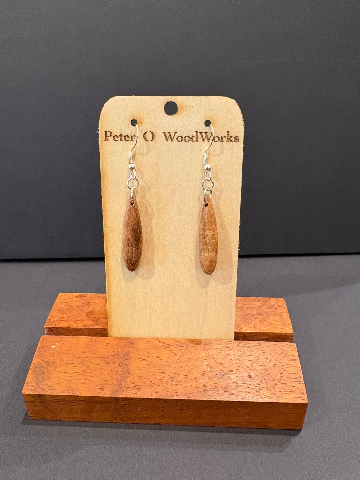 Peter Moran: Koa earrings - Water drop