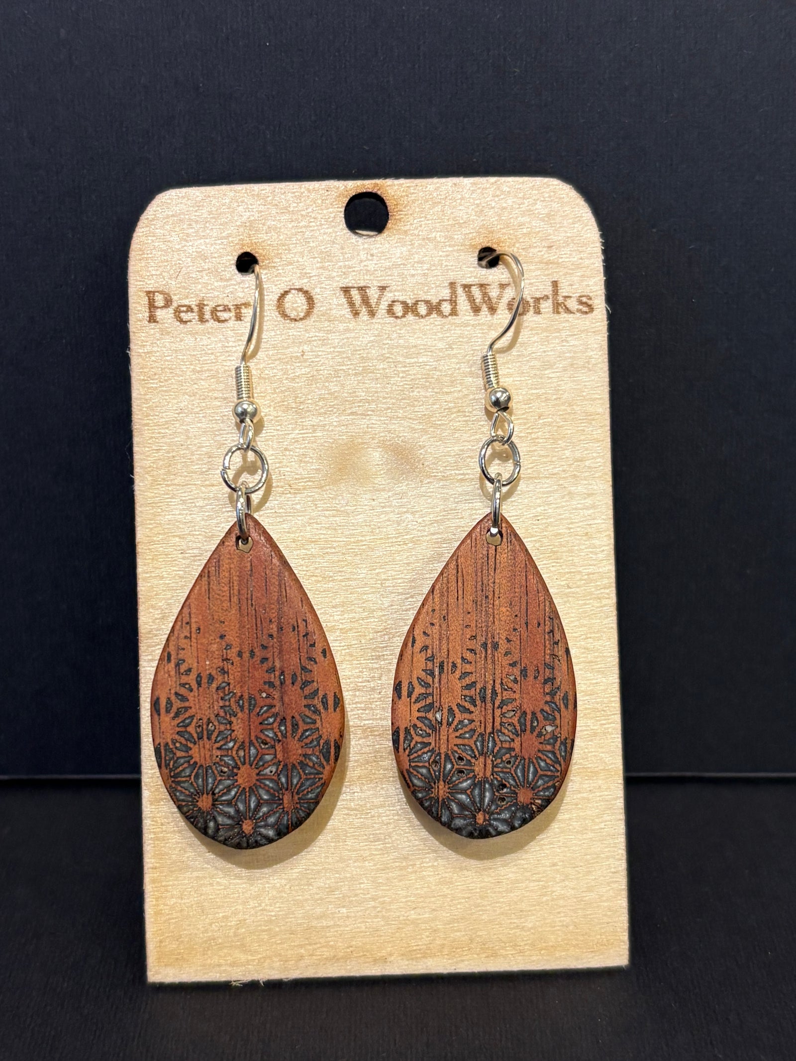 Peter Moran: Koa Earrings "Geo Pattern"
