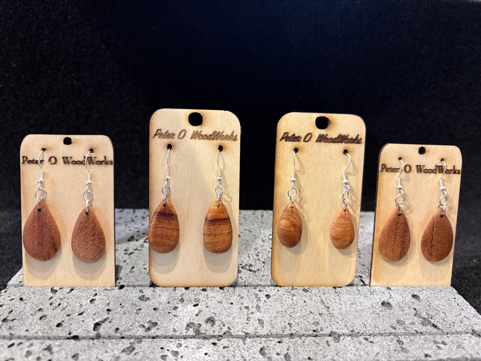 Peter Moran: Koa Earrings "tear drop"