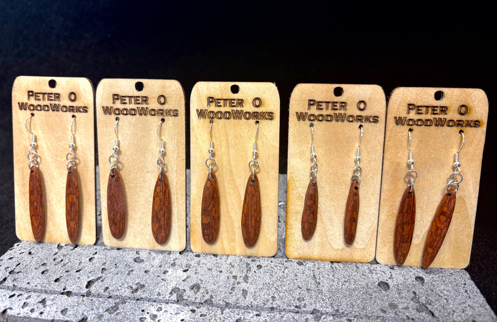 Peter Moran: Macadamia Nut earrings (1 1/2" Long)
