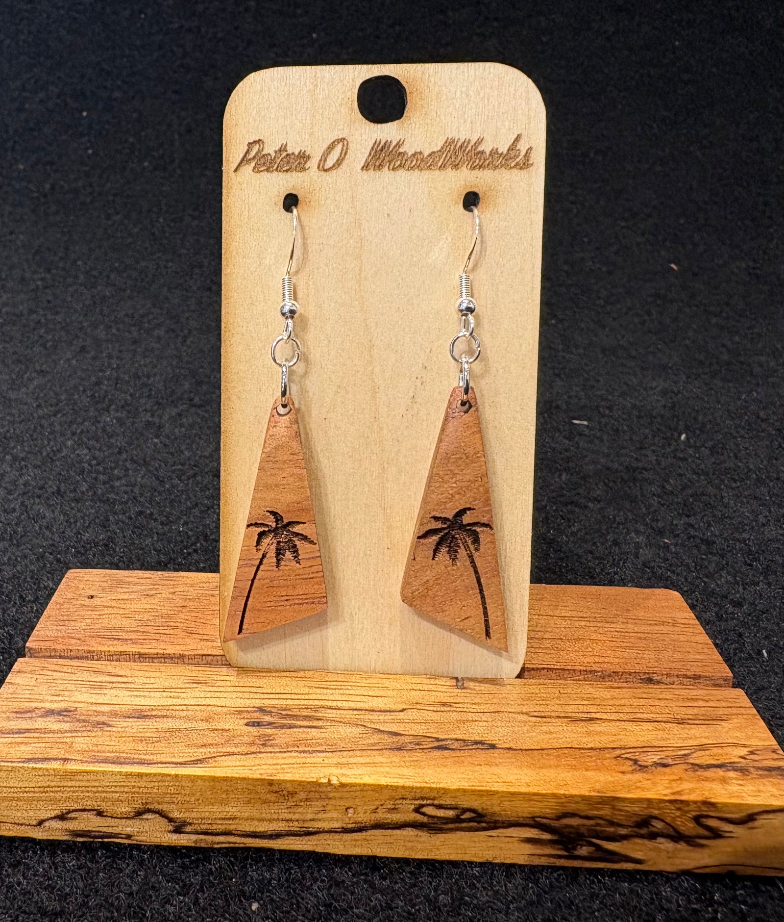 Peter Moran: Koa Earrings "Palm Tree Polygon"
