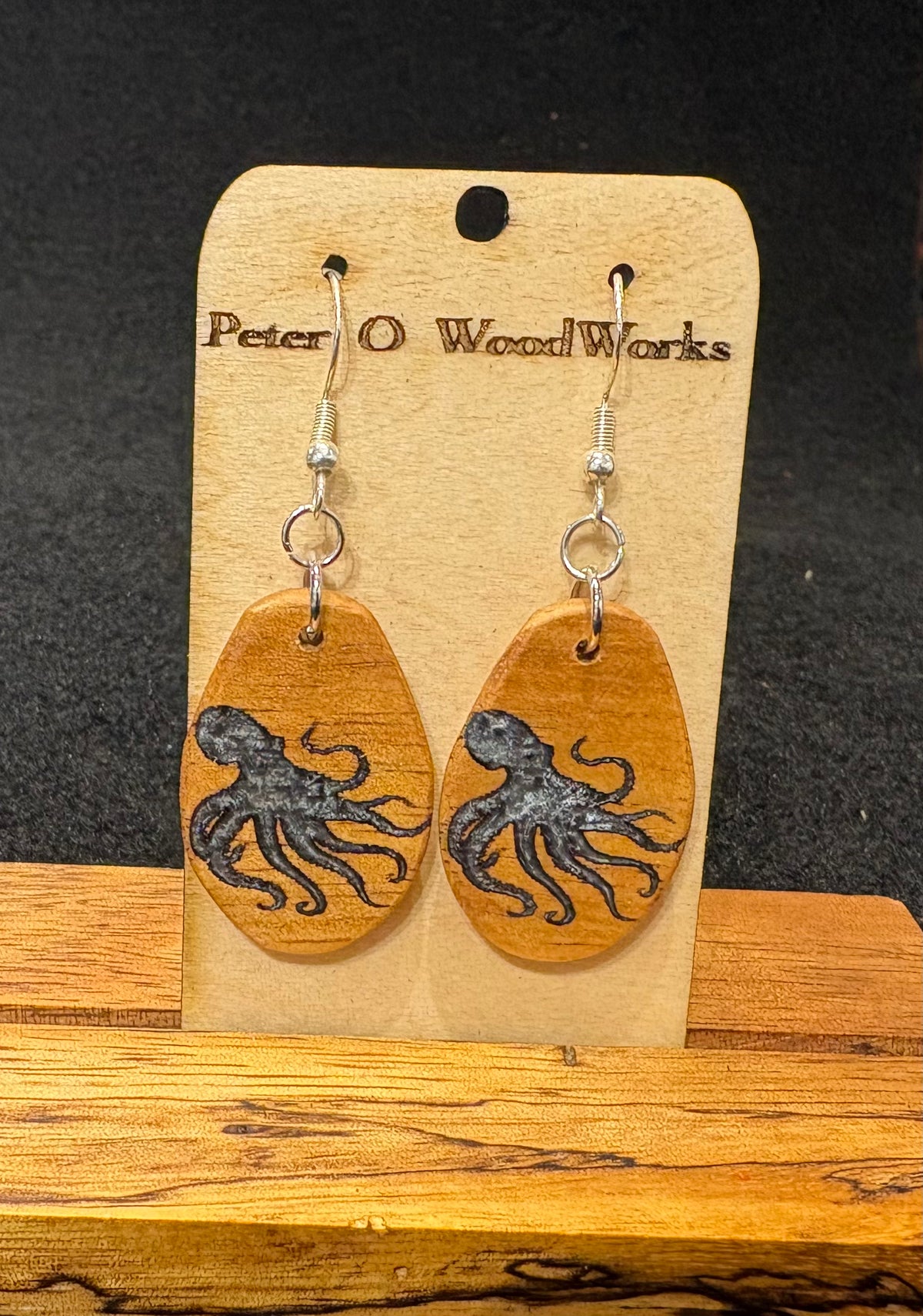 Peter Moran: Koa Earrings "Octopi"