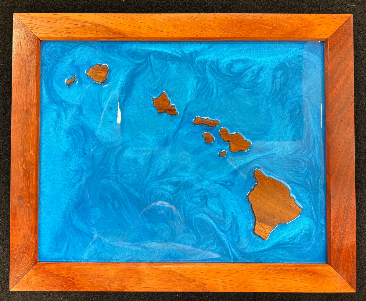 Peter Moran: Framed Islands in Epoxy - Brazilian Tiger Wood Frame