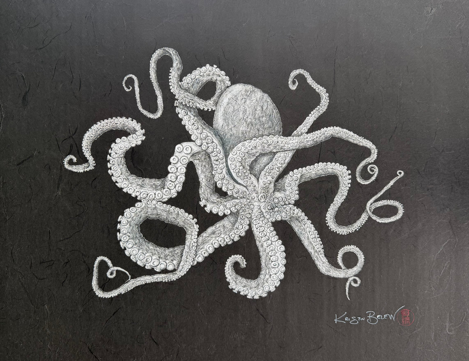 Kristin Belew: "Ferris at Night" The Octopus Gyotaku