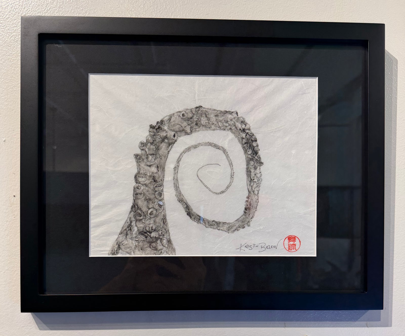 Kristin Belew: "Koru Kine" Octopus Arm Original Gyotaku