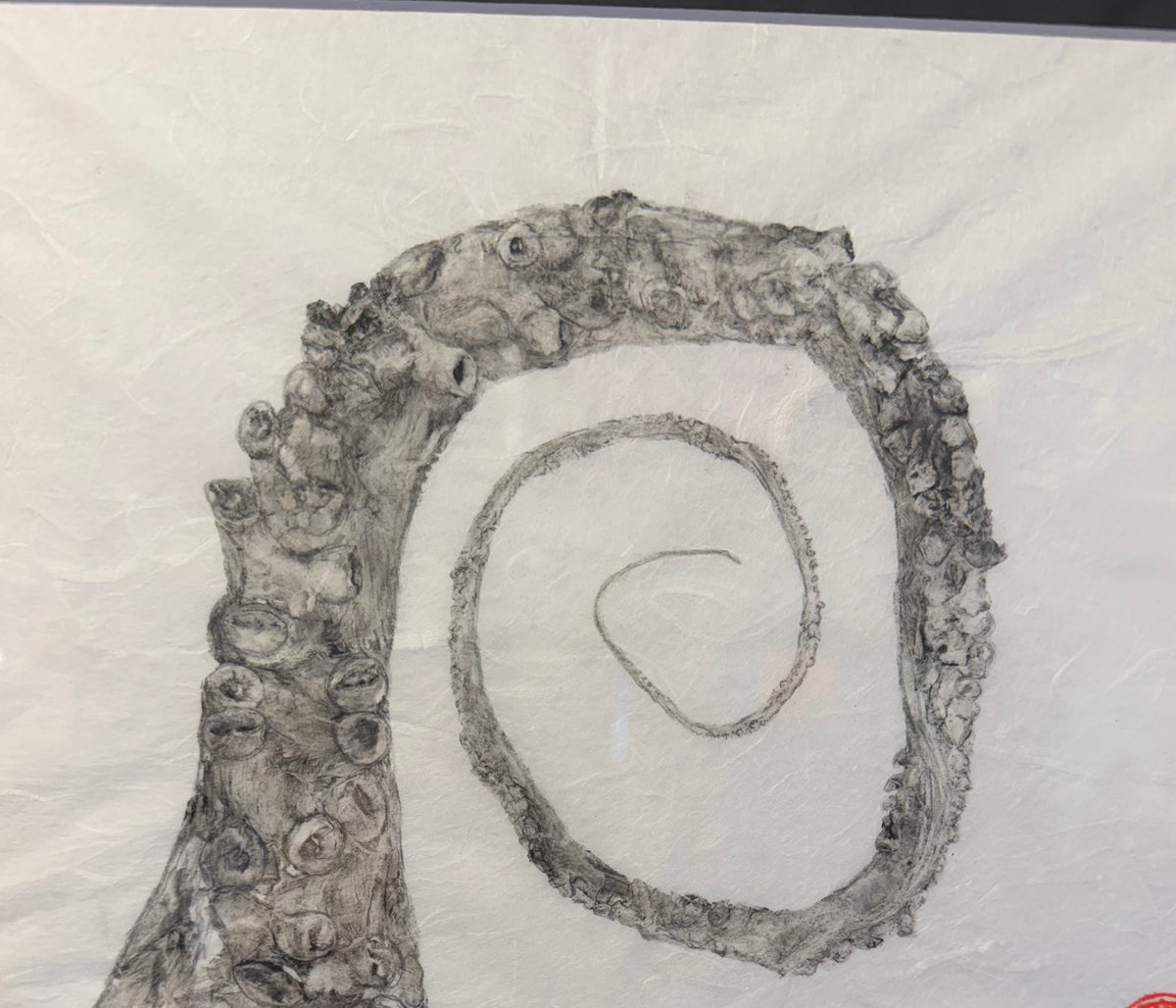 Kristin Belew: "Koru Kine" Octopus Arm Original Gyotaku