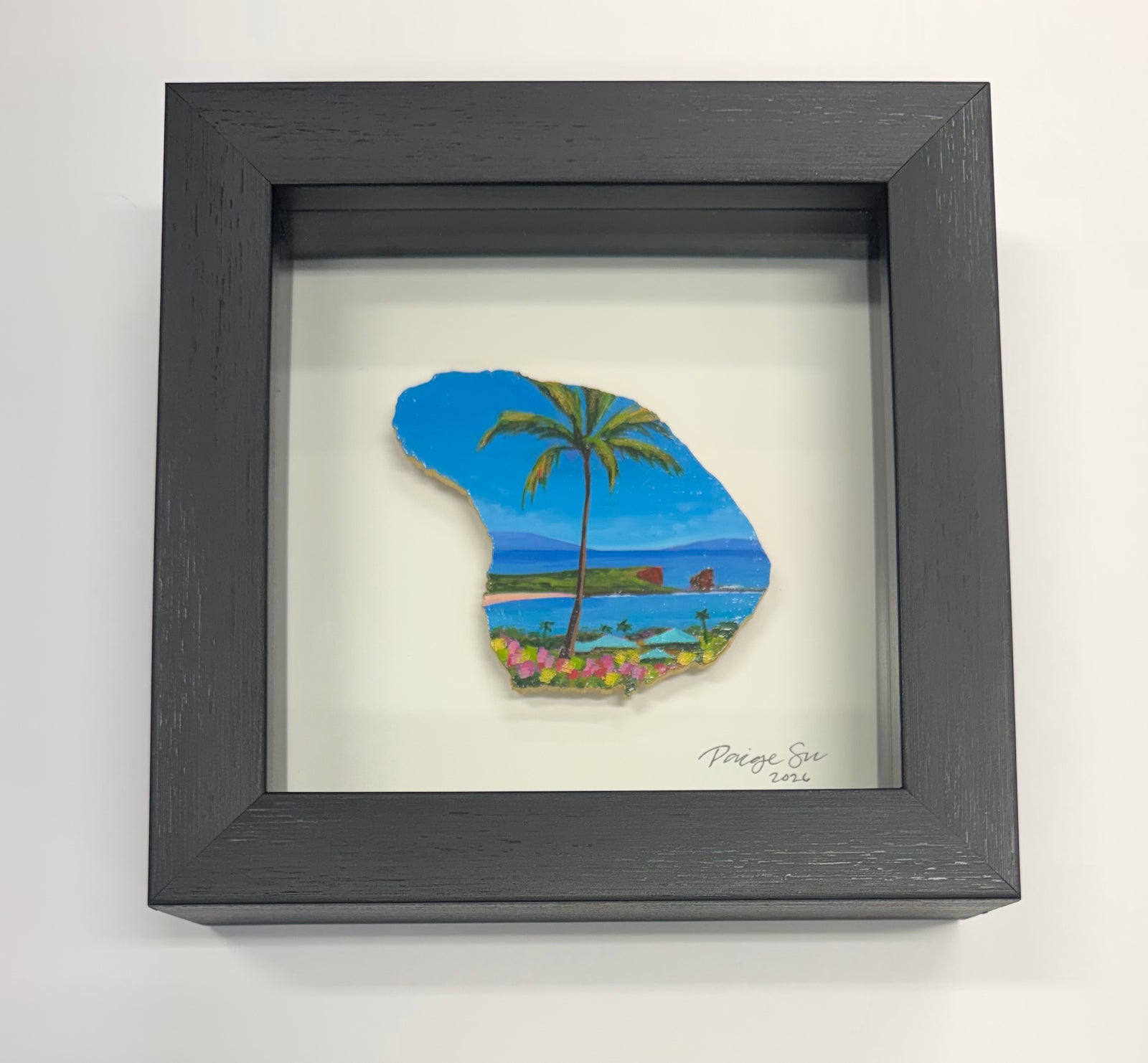 Poshiki: Hand-Painted Lanai Magnet Shadow Box, "Afternoon Views"
