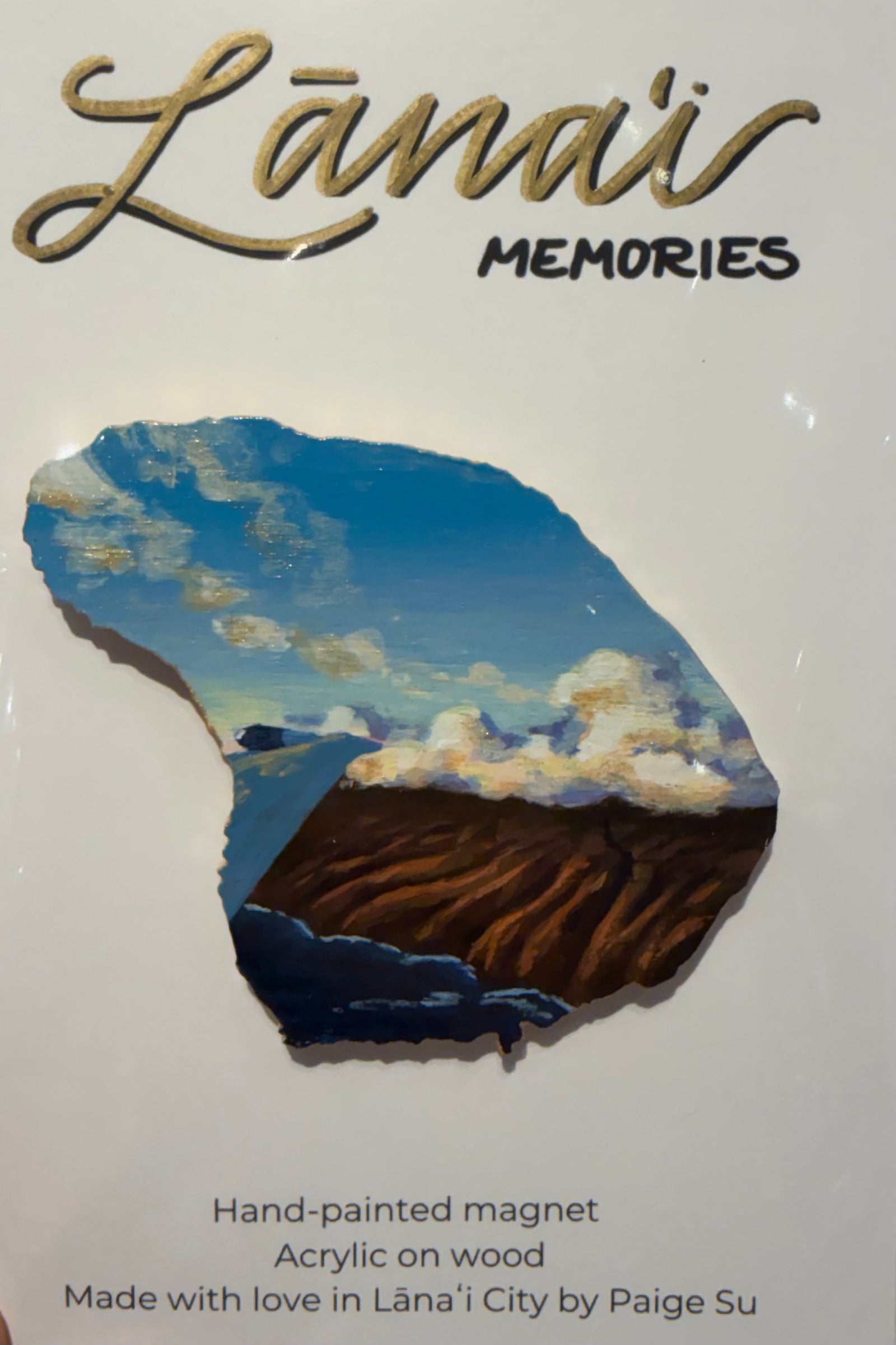 Poshiki: Hand-Painted Lanai Magnet "A hui hou Lānaʻi"