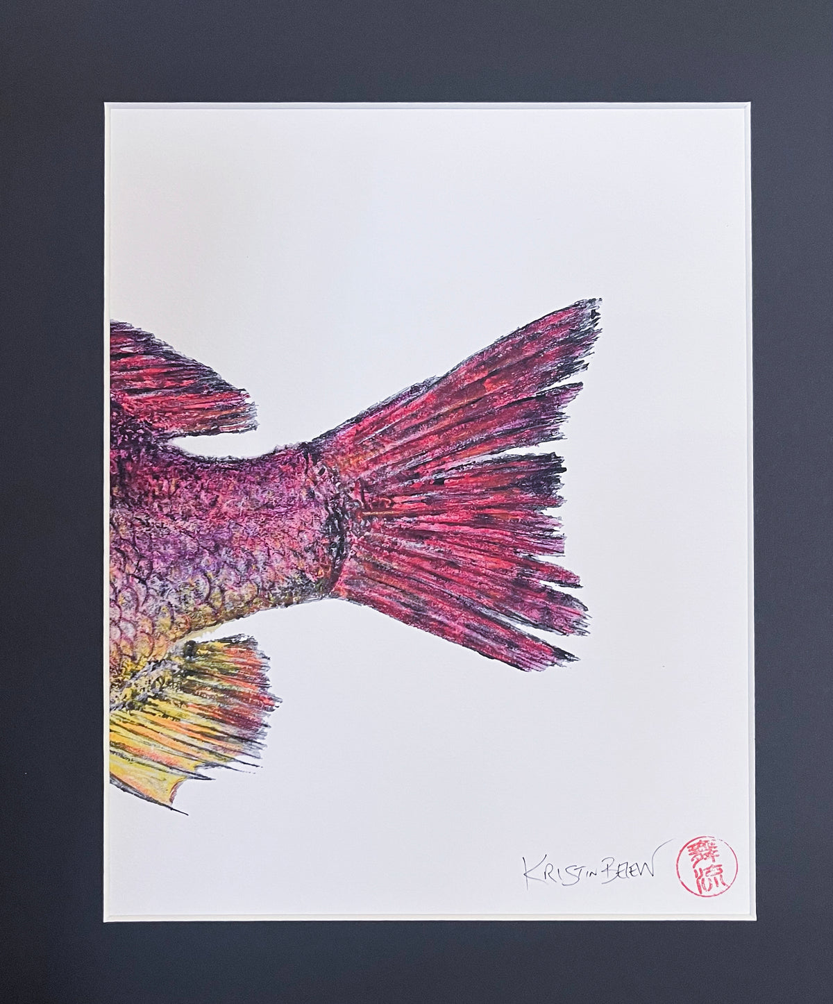 Ready-to-Frame Prints: Kristin Belew "Just the Tail" Blacktail Snapper- Tommy the Toau