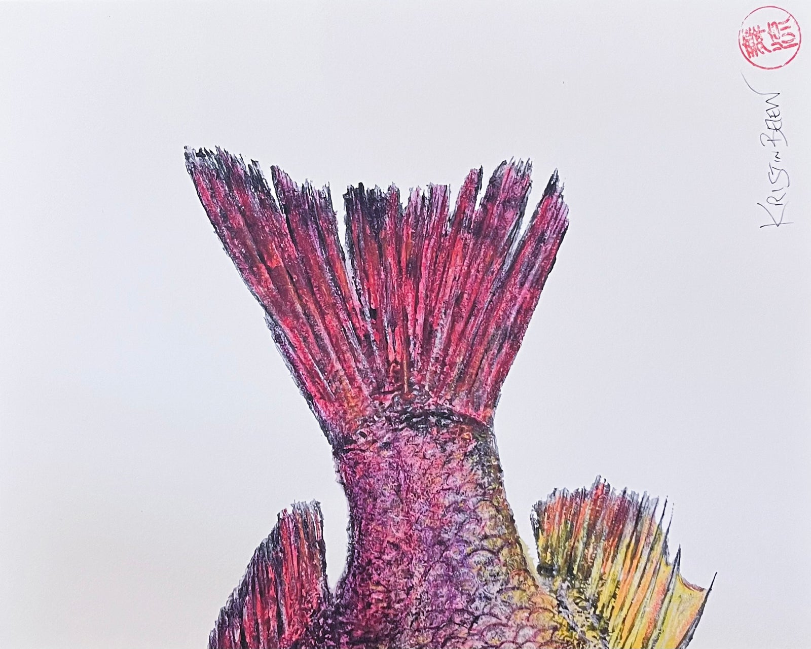 Ready-to-Frame Prints: Kristin Belew "Just the Tail" Blacktail Snapper- Tommy the Toau