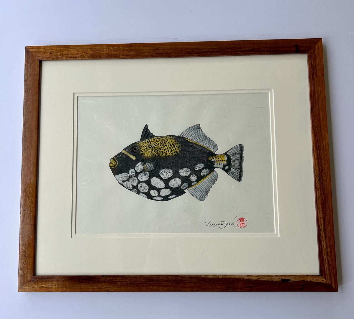 Kristin Belew: "Hercules" Clown Triggerfish Gyotaku -