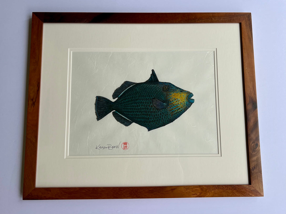 Kristin Belew: "Ella" The Black Triggerfish Gyotaku