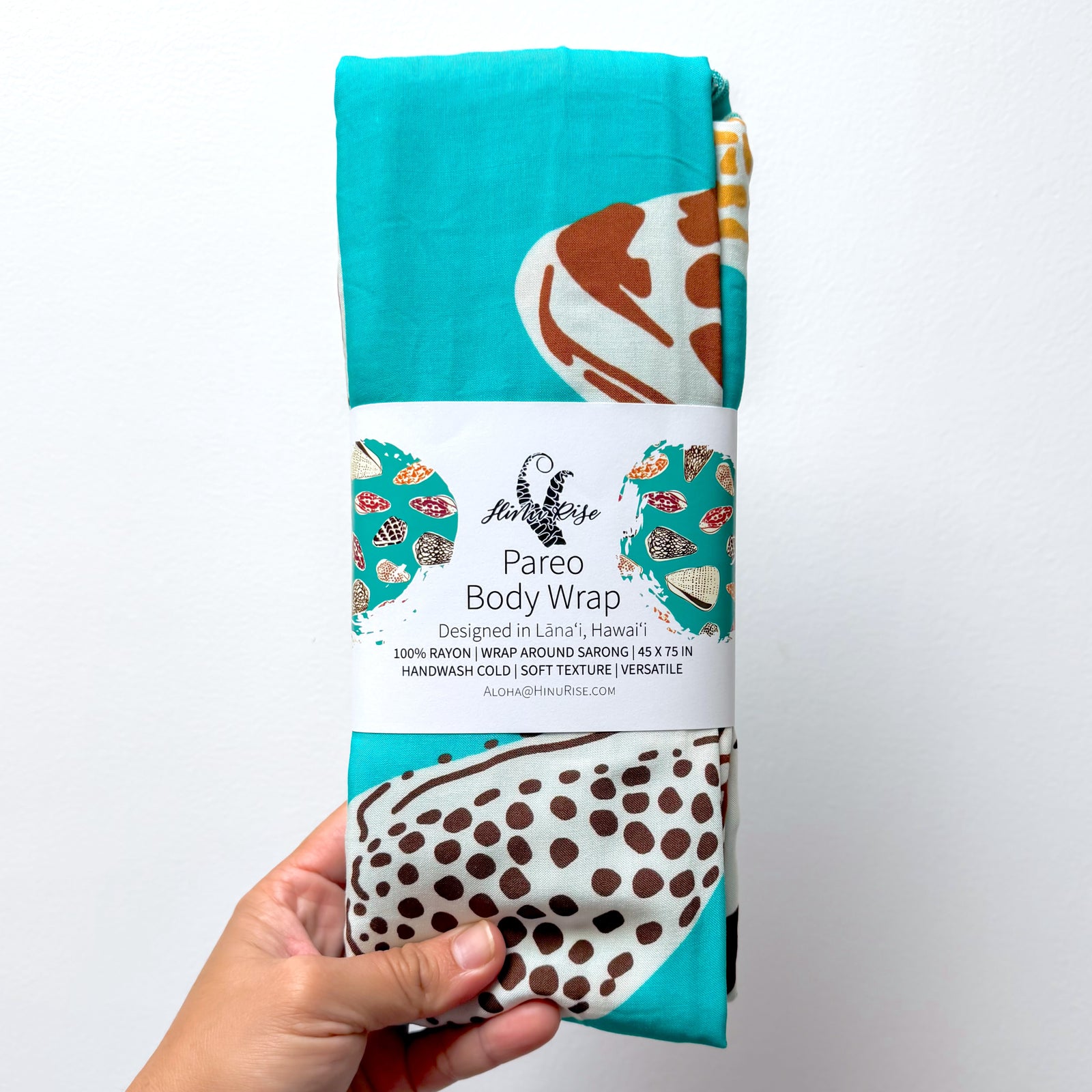 Hinu Rise: Turquoise Shells Pareo (Body Wrap)