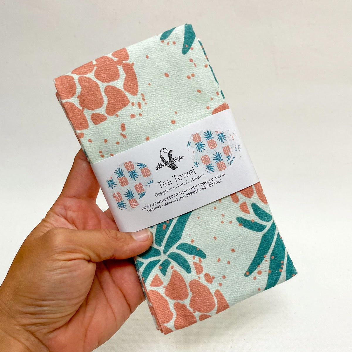 Hinu Rise: Lanai Pineapple Pink Tea Towel