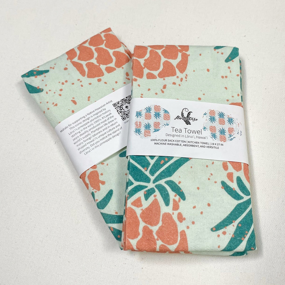 Hinu Rise: Lanai Pineapple Pink Tea Towel