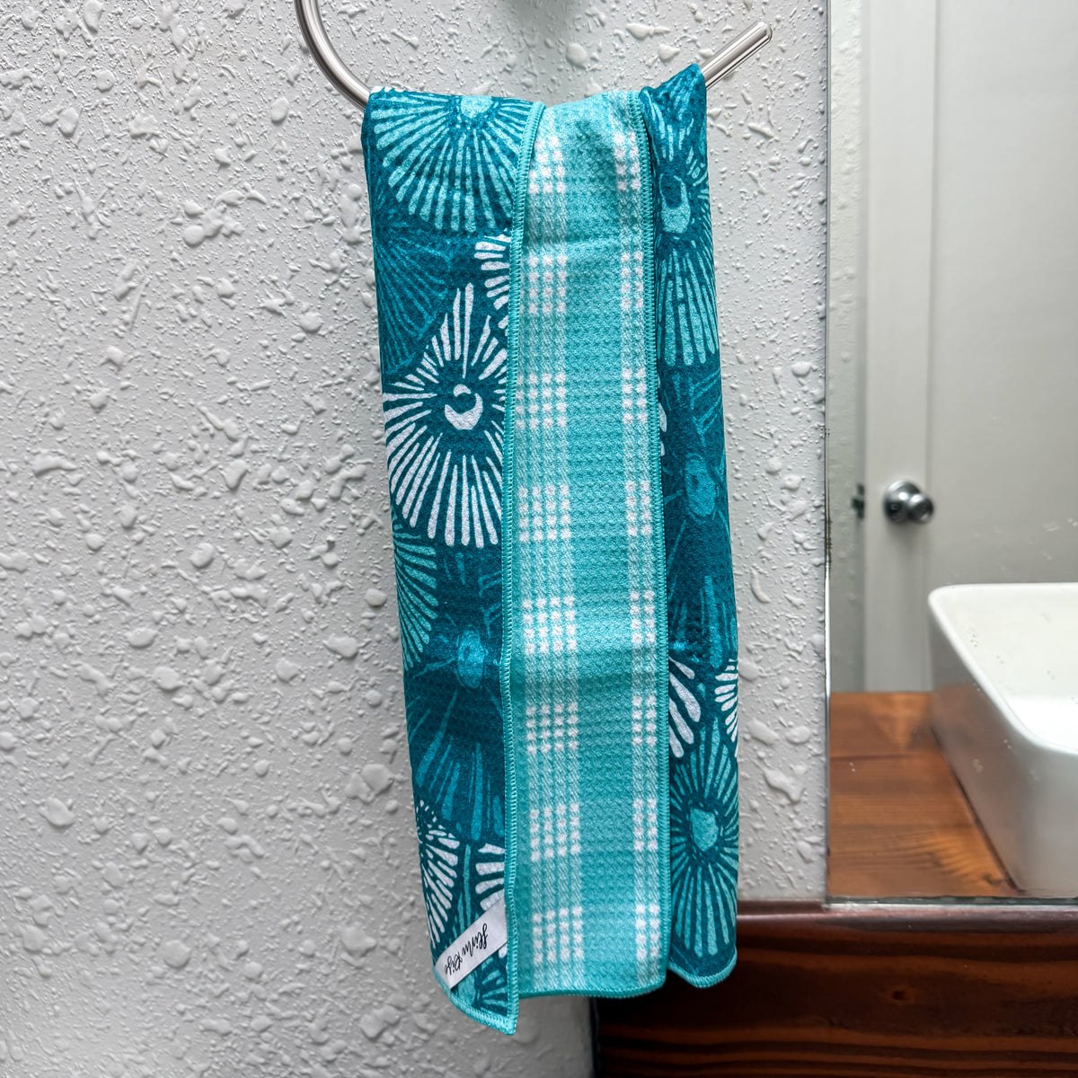 Hinu Rise: Reversible Hand Towel, Opihi Blue
