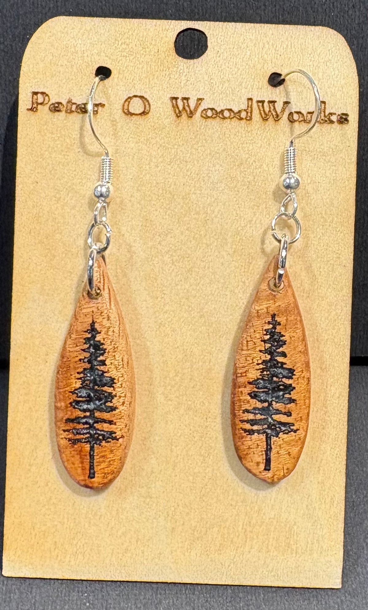 Peter Moran: Koa Earrings "epoxy cook pine inlay"