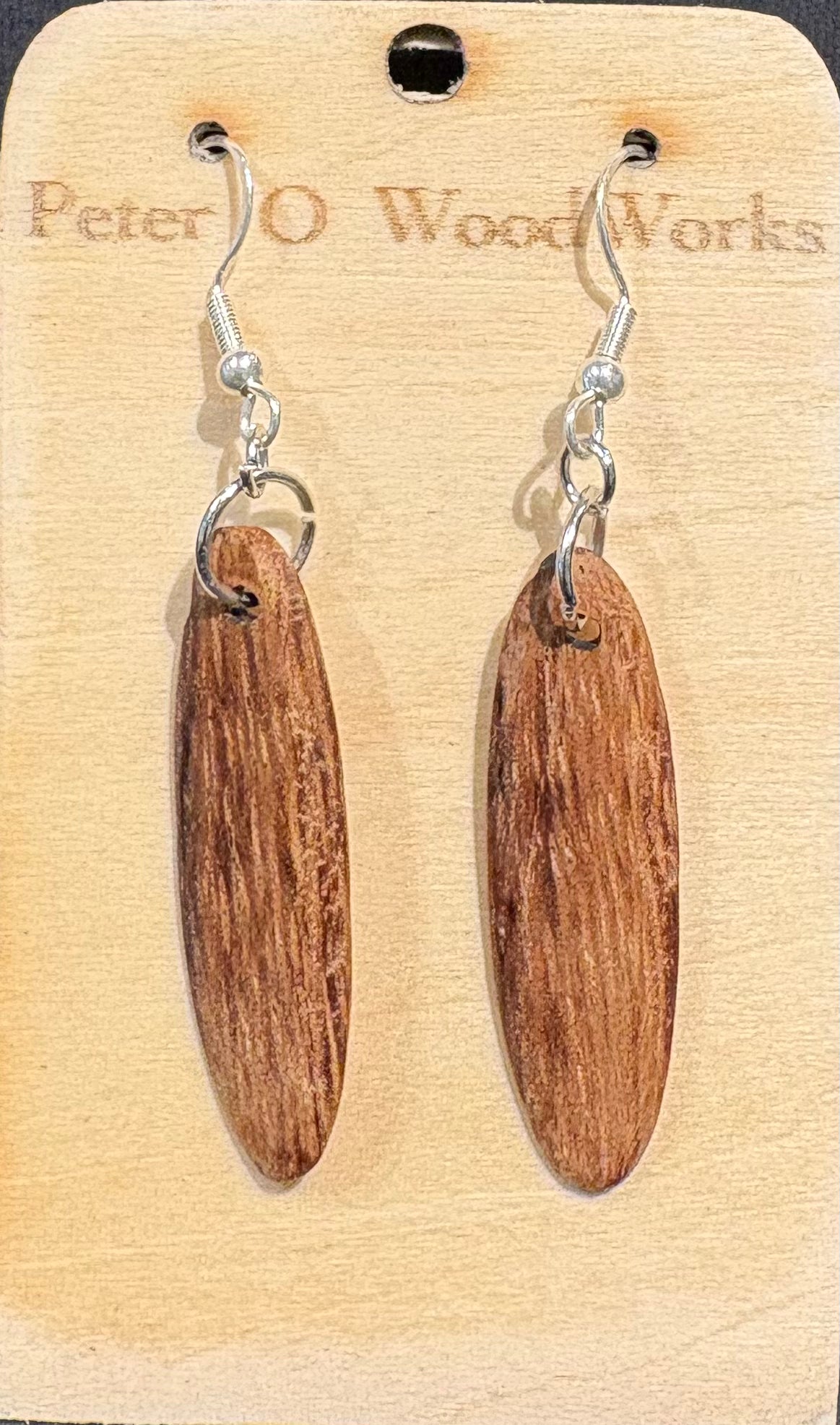 Peter Moran: Koa Earrings "oblong pendants"