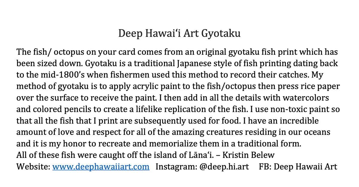 Deep Hawaii Art Greeting Cards 5 Pack-Fish Variety