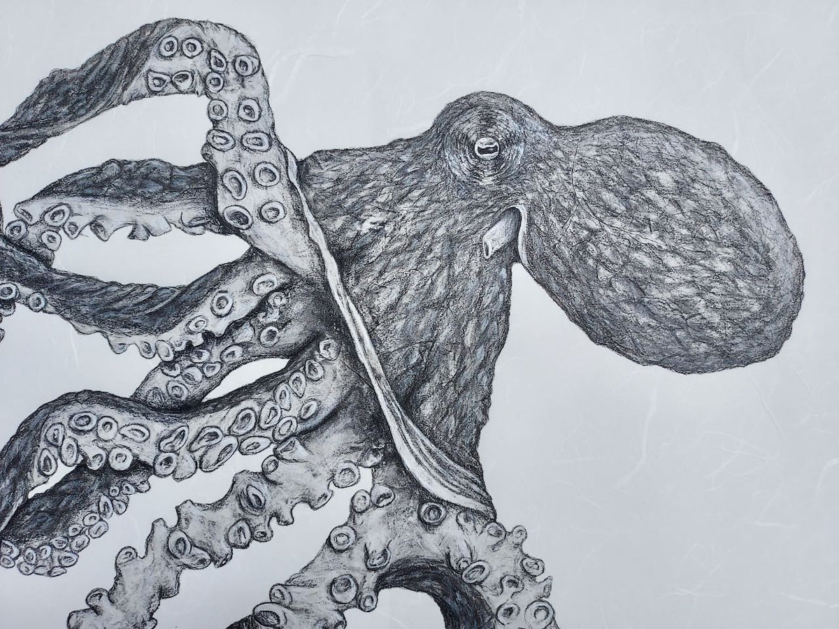 Kristin Belew: "Po`ohiwi" The Octopus Gyotaku, Unframed